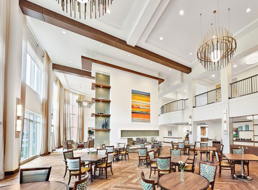 Expansive dining room area at Oak Trace Senior Living Community