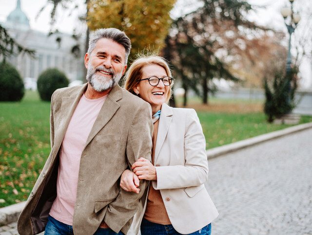 Happy senior couple outdoors